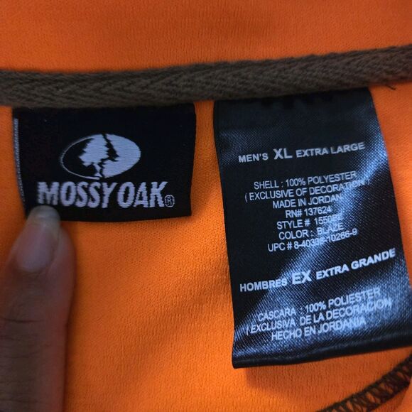 Mossy Oak Neon Orange Quarter Zip Pullover Sweater Men XL Trap Y2K Hunting Trend - Picture 3 of 5